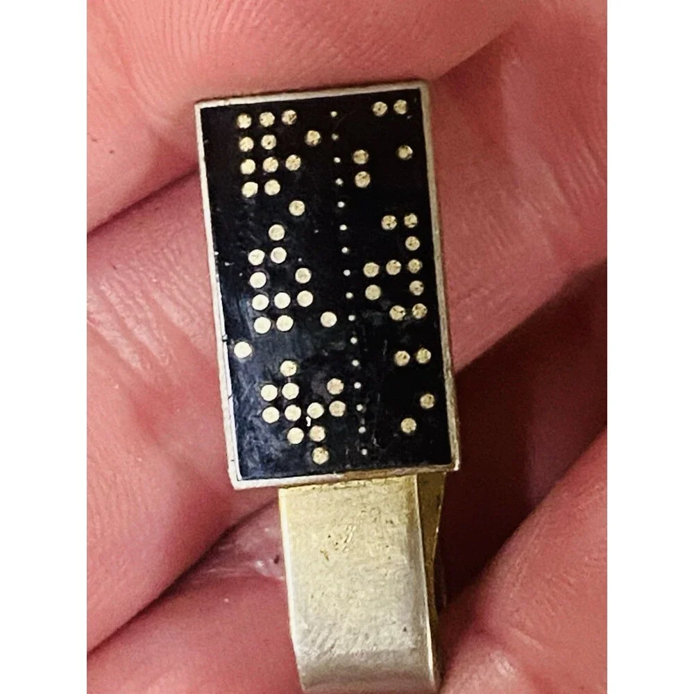 Vintage Robbins Co Tie Clip Computer Punch Card Data IBM Mid Century Attleboro
